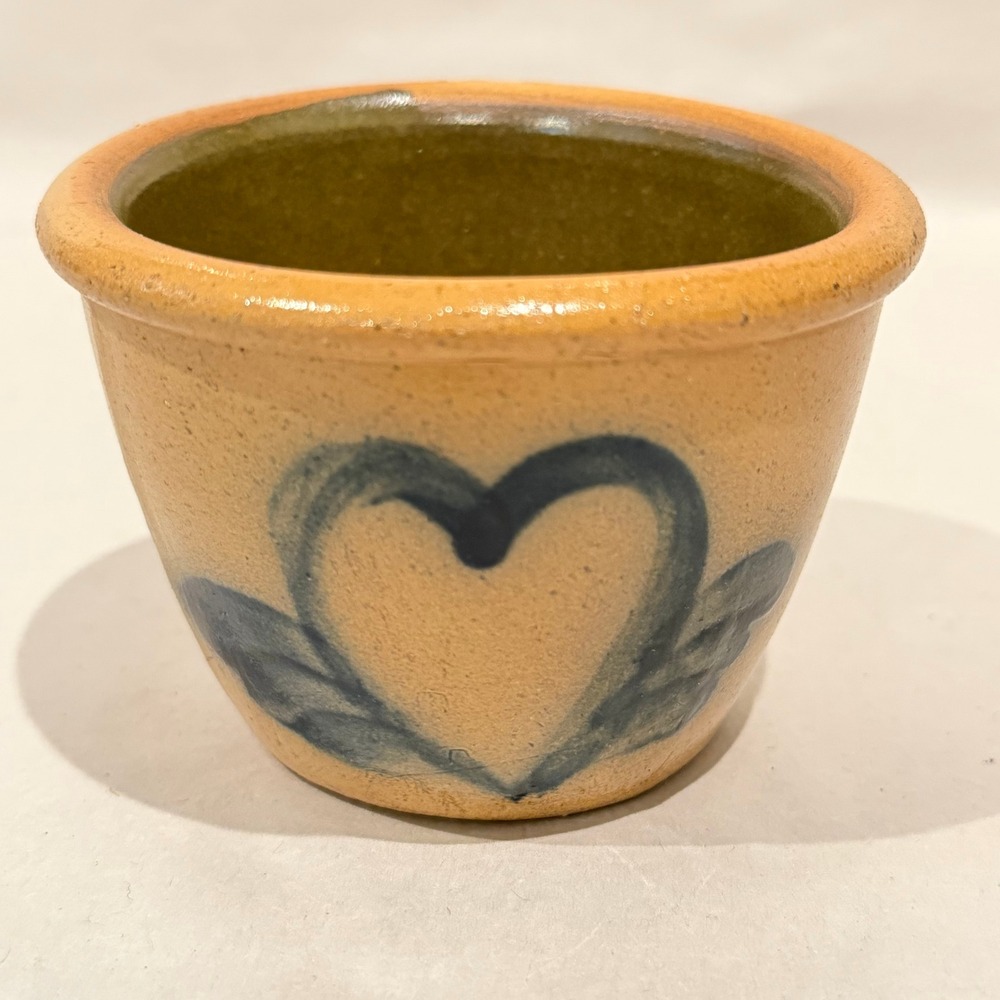 Beaumont Pottery York Maine 1985 Salt Glaze Bowl Cobalt Heart Jerry Signed